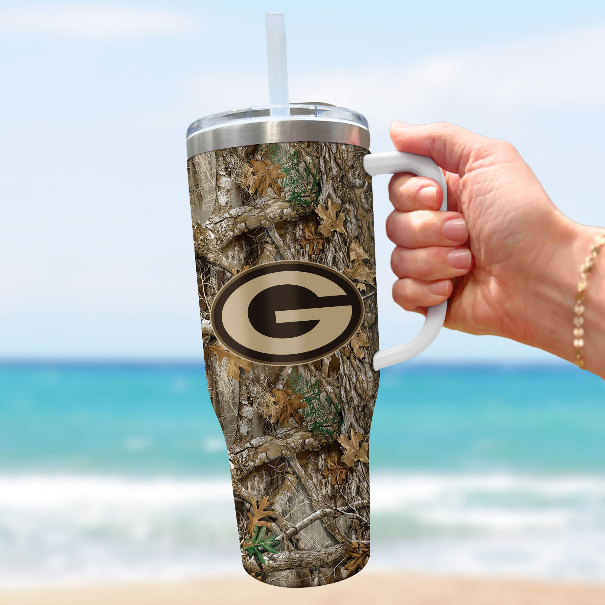 Green Bay Packers NFL Hunting Realtree Custom Stanley Cup 40 oz 30 oz Tumbler With Handle