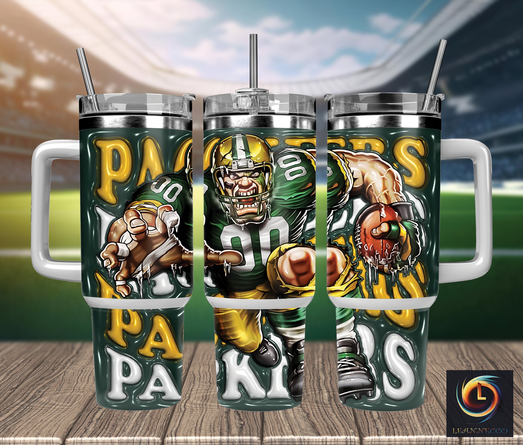 Green Bay Packers NFL Mascot Custom Stanley Cup 40 oz 30 oz Tumbler With Handle