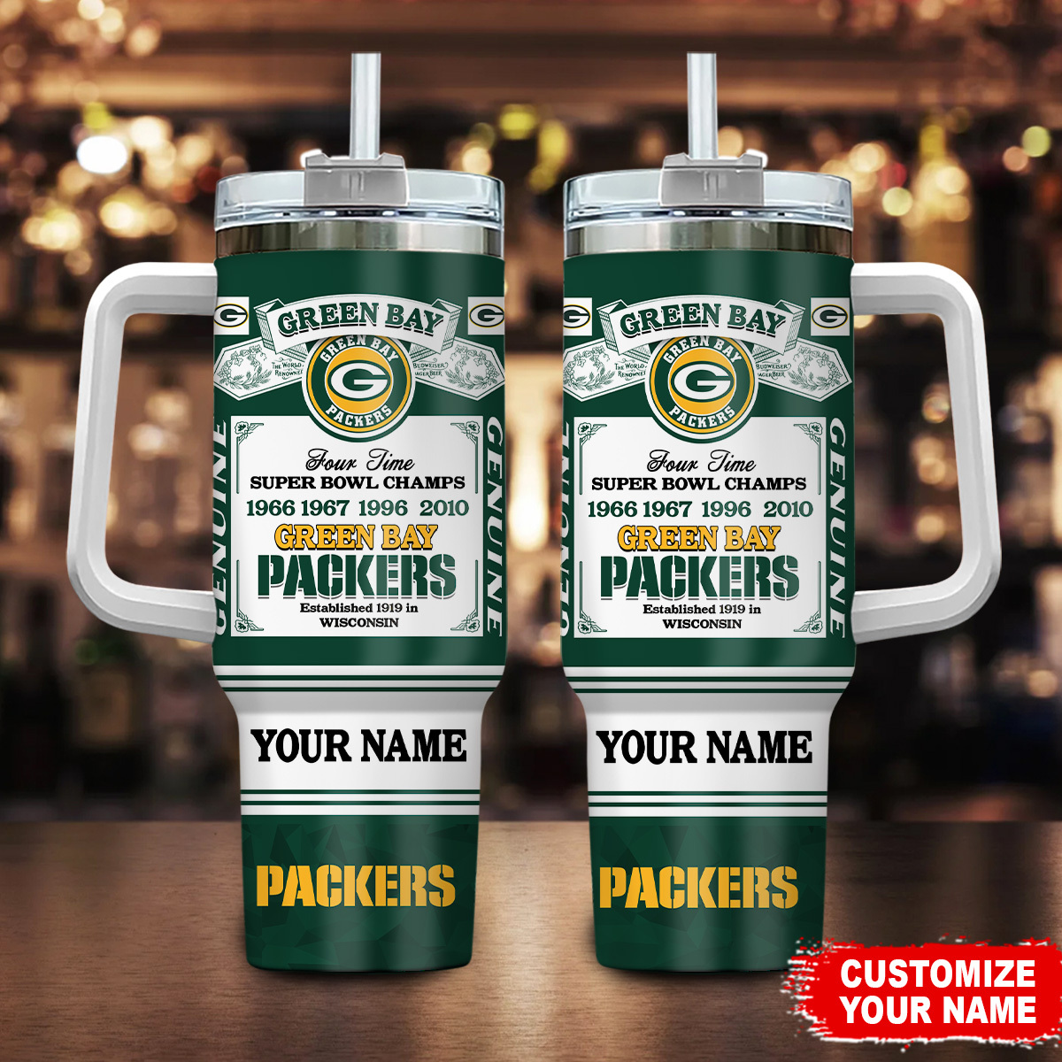 Green Bay Packers NFL Super Bowl Champs Pride Custom Stanley Cup 40 oz 30 oz Tumbler With Handle