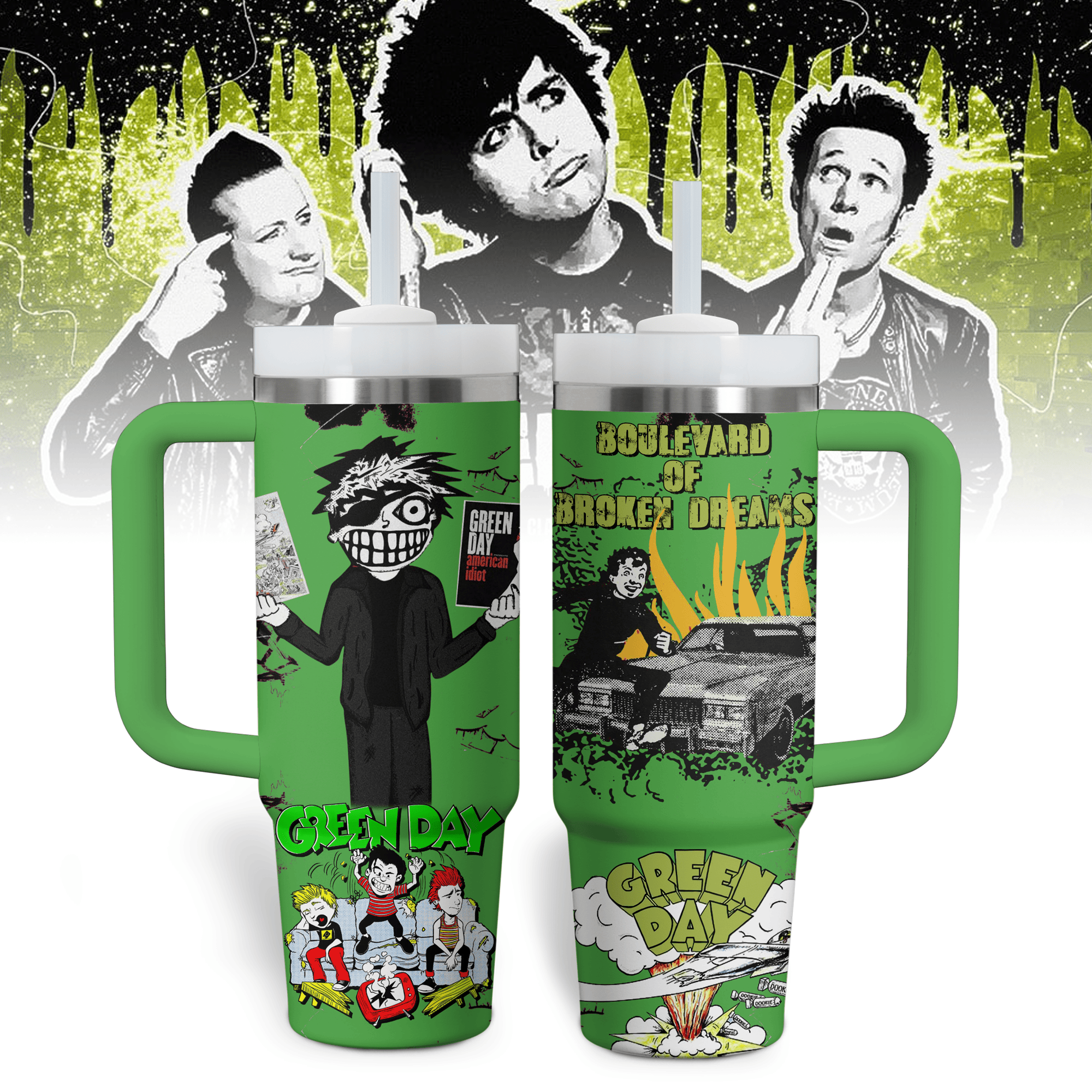 Green Day Music Custom Stanley Cup 40 oz 30 oz Tumbler With Handle