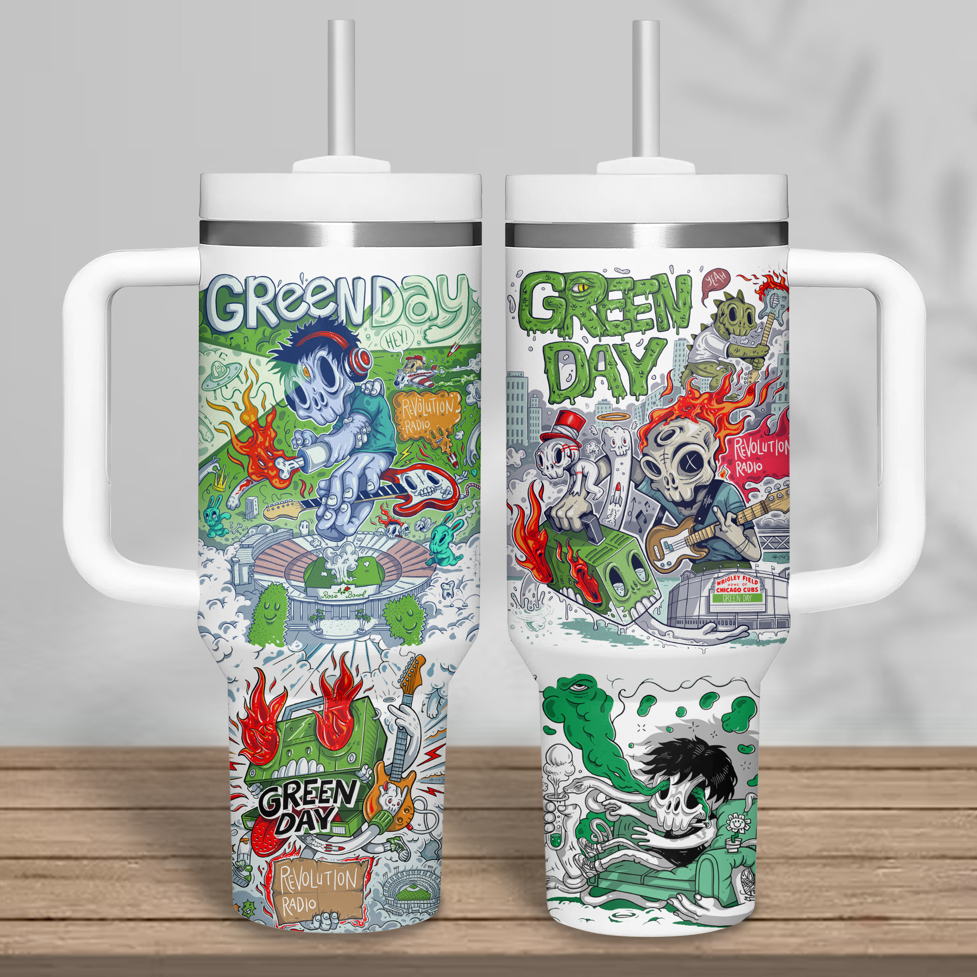 Green Day Music Custom Stanley Cup 40 oz 30 oz Tumbler With Handle