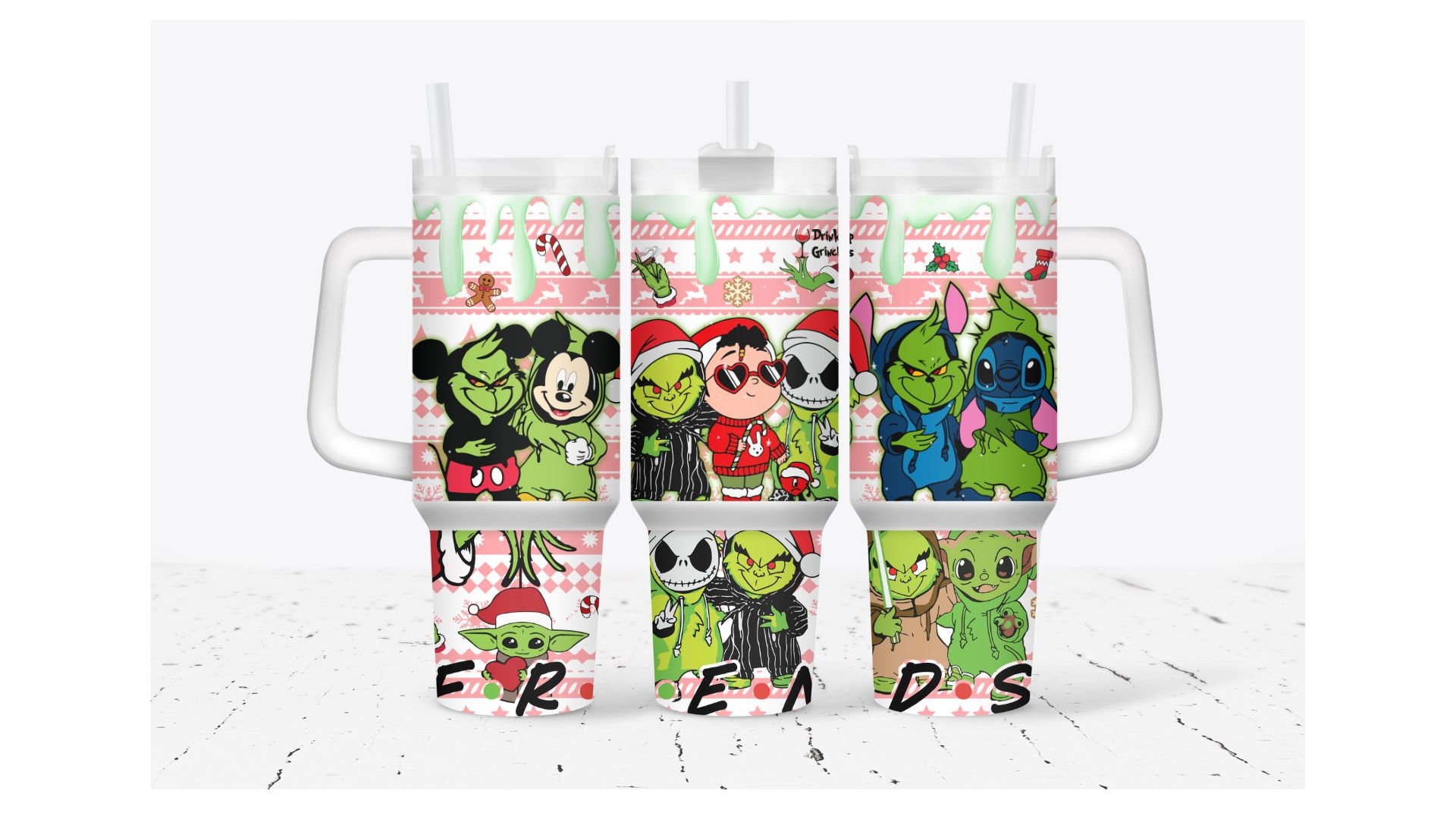 Grinch and Friends Sweater Merry Xmas Movies Custom Stanley Cup 40 oz 30 oz Tumbler With Handle