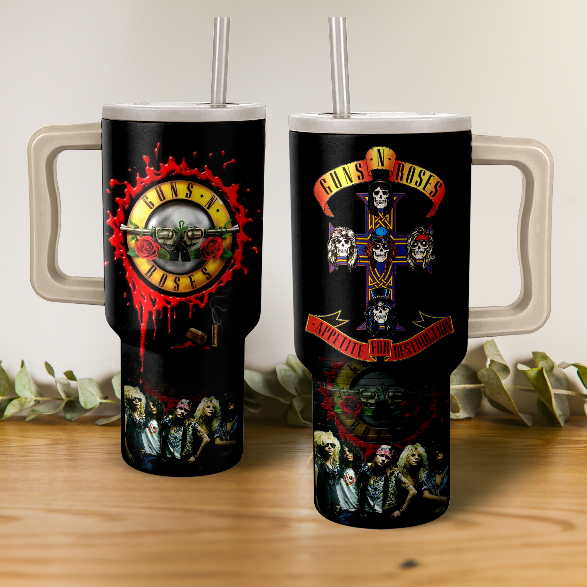 Guns N' Roses Music Custom Stanley Cup 40 oz 30 oz Tumbler With Handle