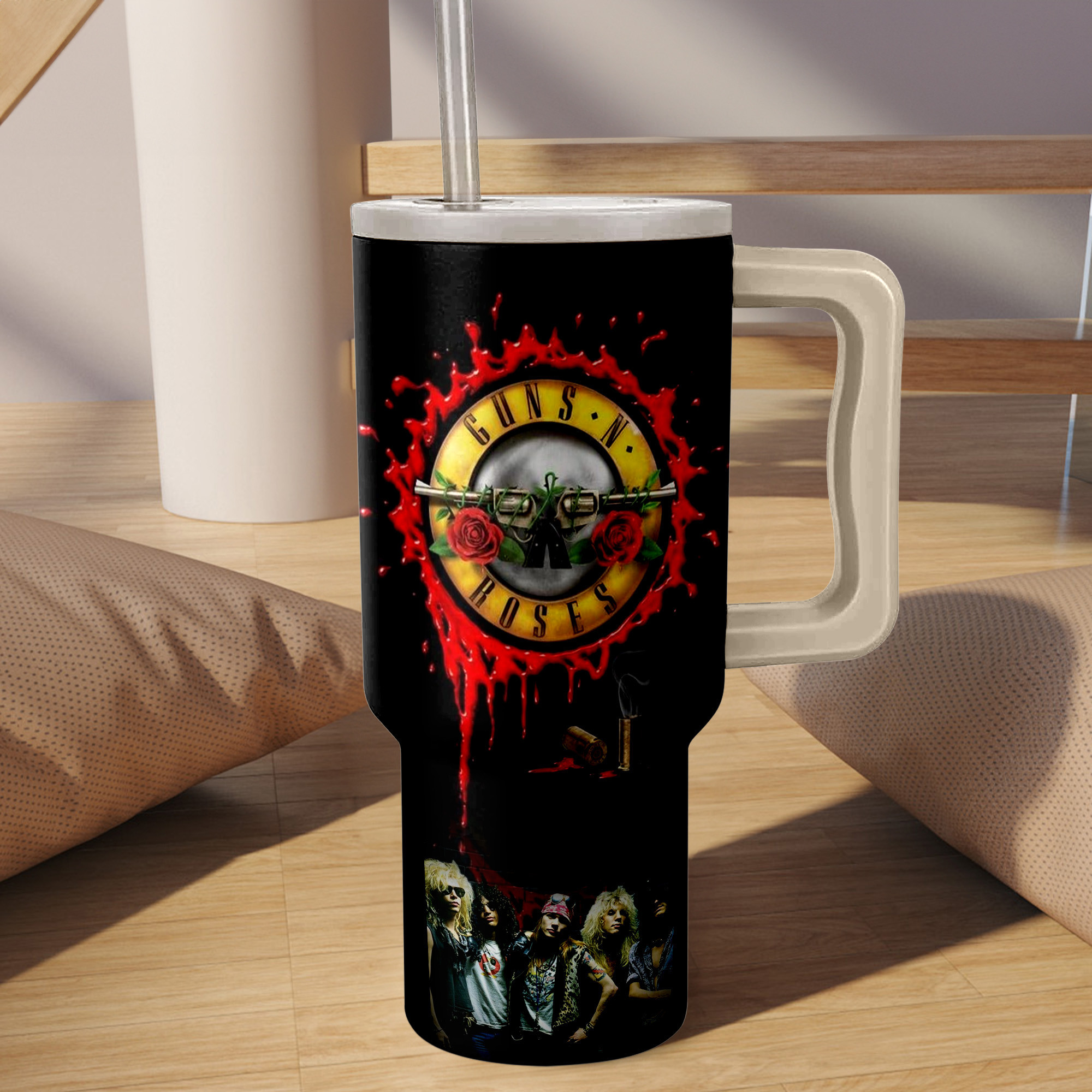 Guns N' Roses Music Custom Stanley Cup 40 oz 30 oz Tumbler With Handle