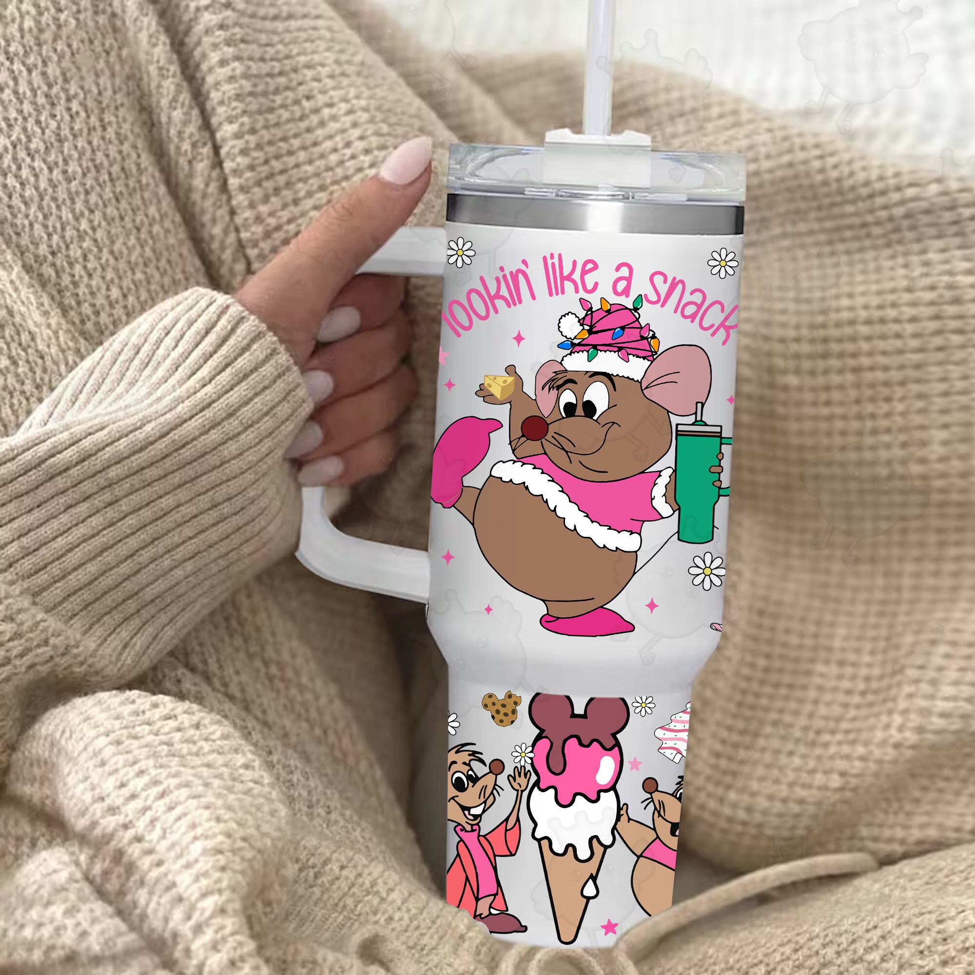 Gus Cinderella Disney Cartoon Custom Stanley Cup 40 oz 30 oz Tumbler With Handle