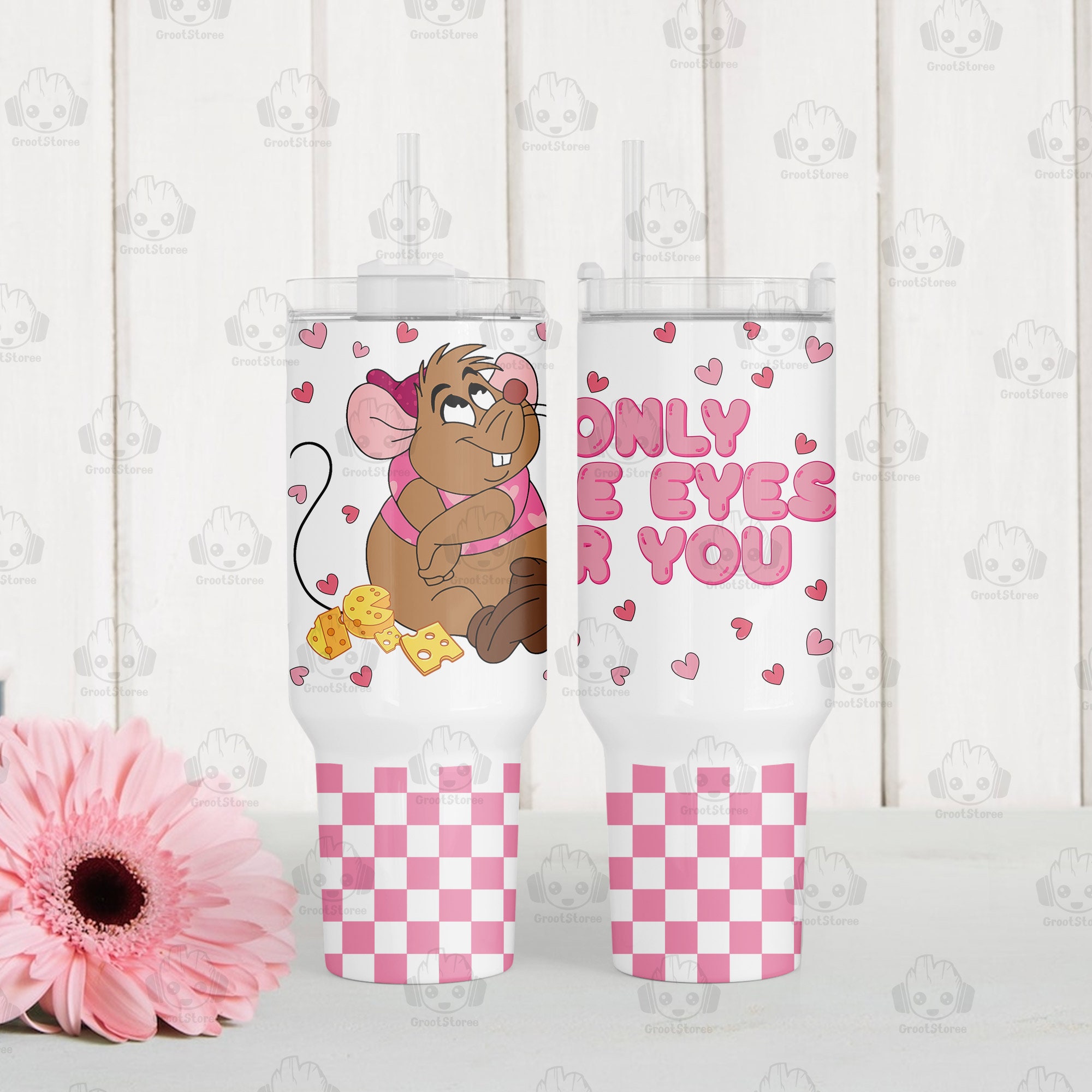 Gus Cinderella Valentines Gift Disney Cartoon Custom Stanley Cup 40 oz 30 oz Tumbler With Handle