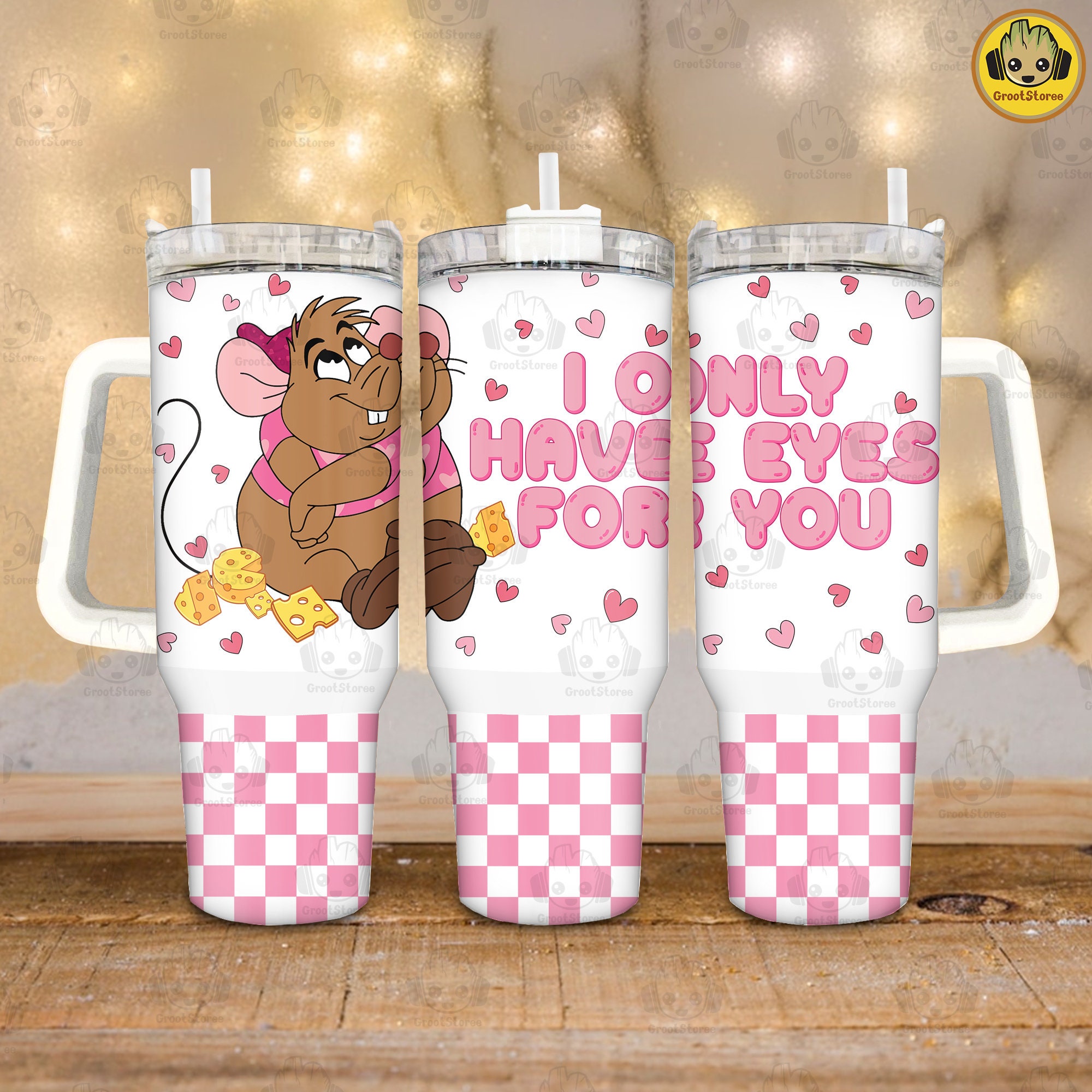 Gus Cinderella Valentines Gift Disney Cartoon Custom Stanley Cup 40 oz 30 oz Tumbler With Handle