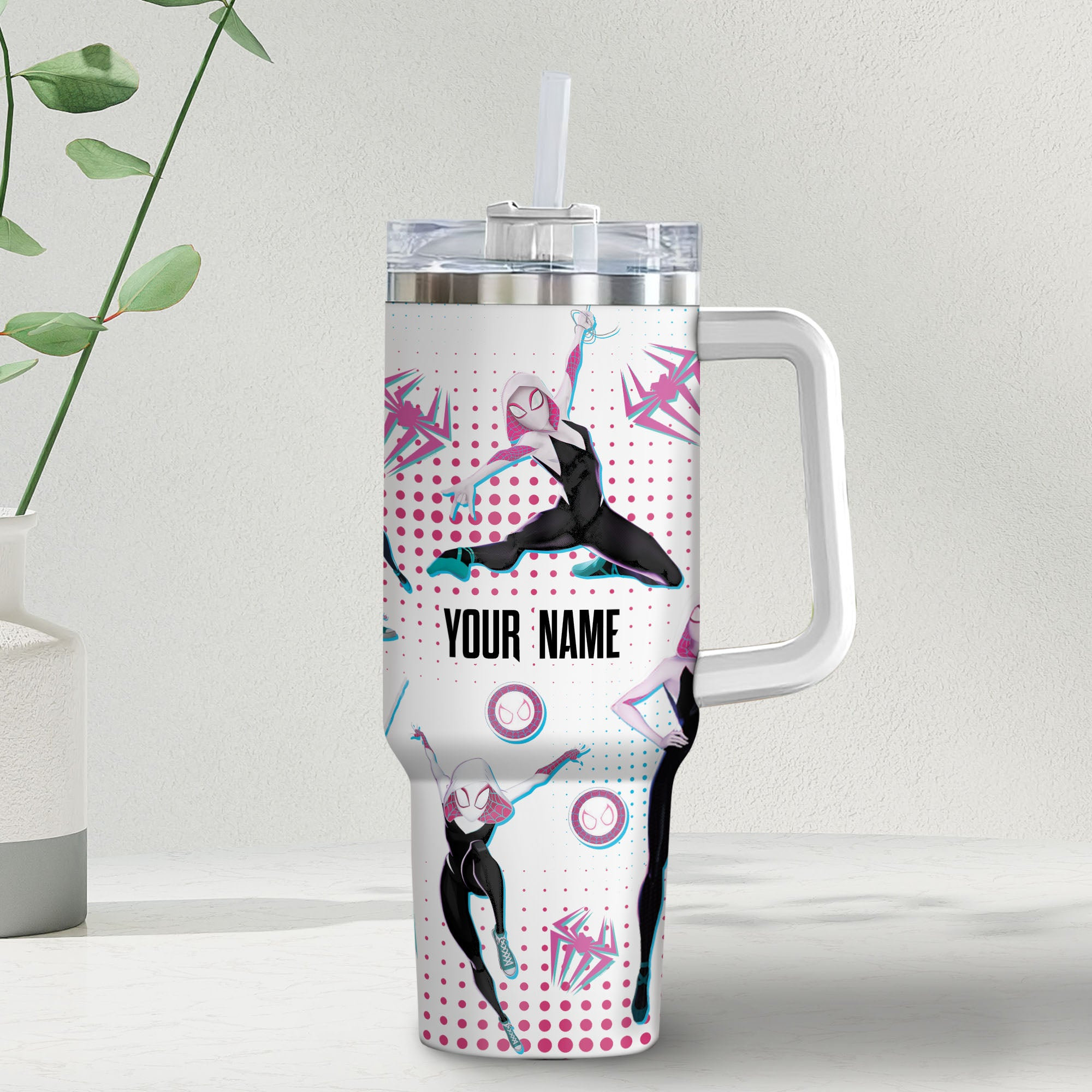 Gwen Stacy SpiderGwen Marvel Cartoon Custom Stanley Cup 40 oz 30 oz Tumbler With Handle