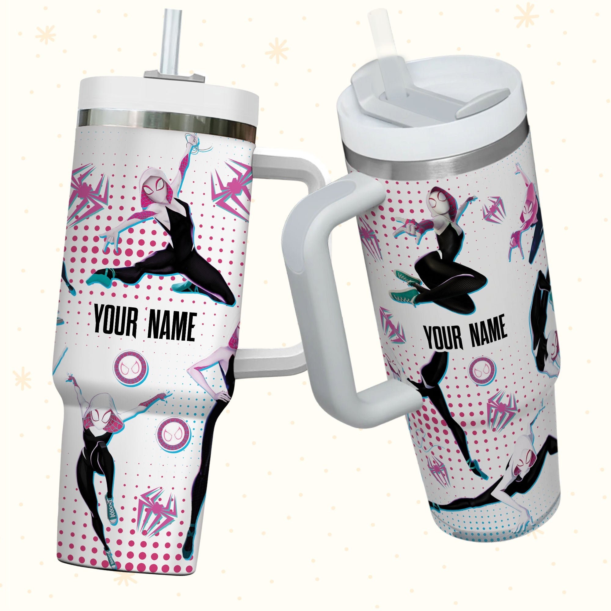 Gwen Stacy SpiderGwen Marvel Cartoon Custom Stanley Cup 40 oz 30 oz Tumbler With Handle