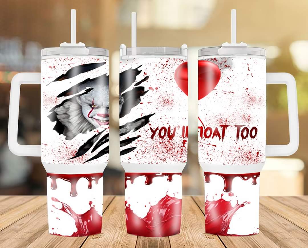 Halloween Pennywise IT Movies Custom Stanley Cup 40 oz 30 oz Tumbler With Handle