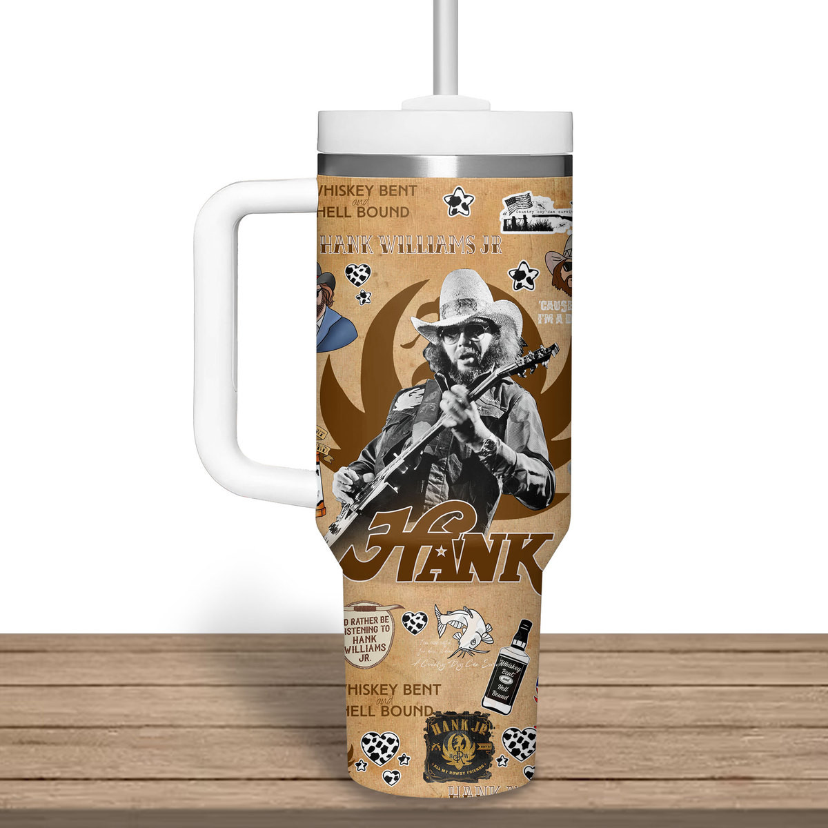 Hank Williams Jr. Music Custom Stanley Cup 40 oz 30 oz Tumbler With Handle