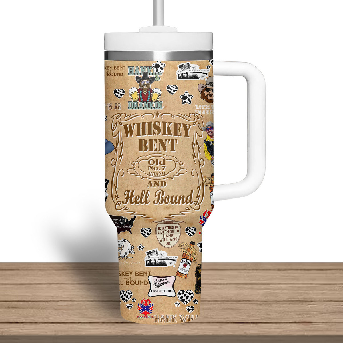 Hank Williams Jr. Music Custom Stanley Cup 40 oz 30 oz Tumbler With Handle
