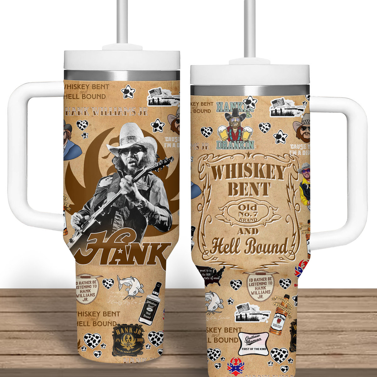 Hank Williams Jr. Music Custom Stanley Cup 40 oz 30 oz Tumbler With Handle