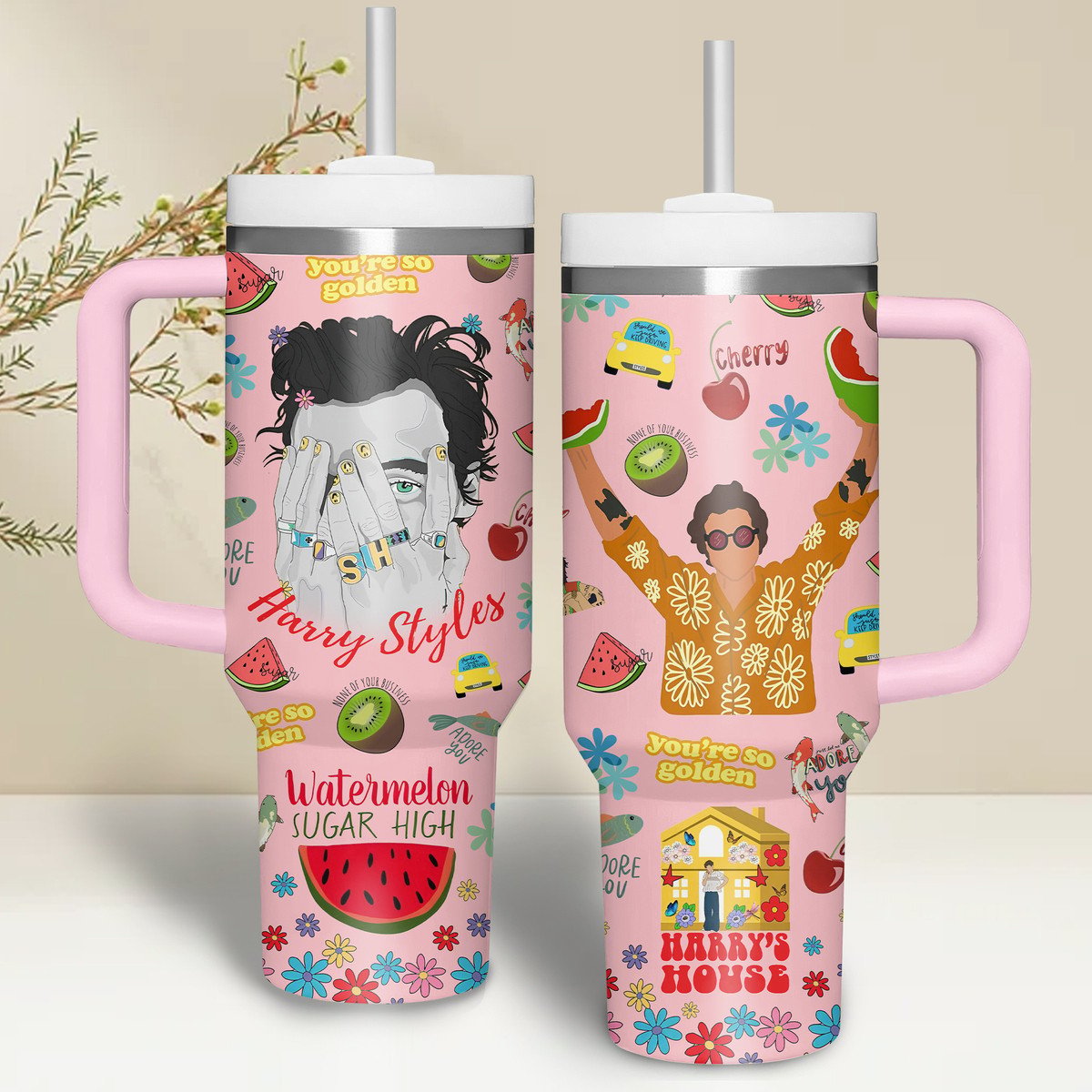 Harry Styles Music Custom Stanley Cup 40 oz 30 oz Tumbler With Handle