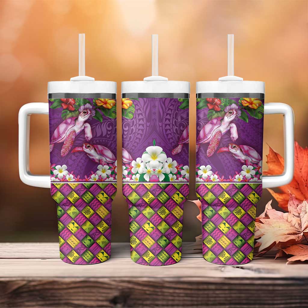 Hawaiian Lei Turtle and Plumeria Custom Stanley Cup 40 oz 30 oz Tumbler With Handle