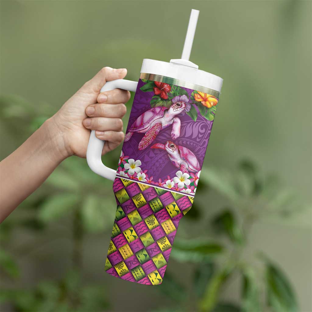 Hawaiian Lei Turtle and Plumeria Custom Stanley Cup 40 oz 30 oz Tumbler With Handle