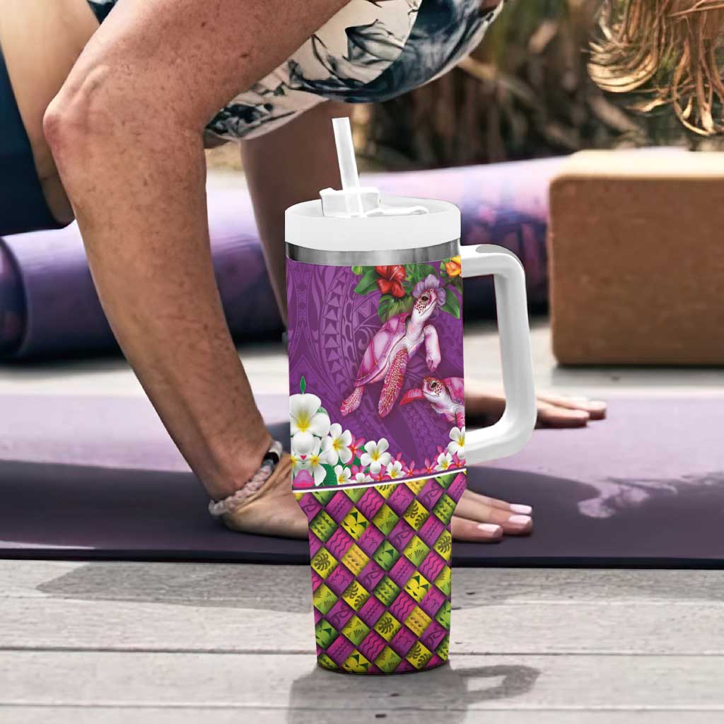 Hawaiian Lei Turtle and Plumeria Custom Stanley Cup 40 oz 30 oz Tumbler With Handle