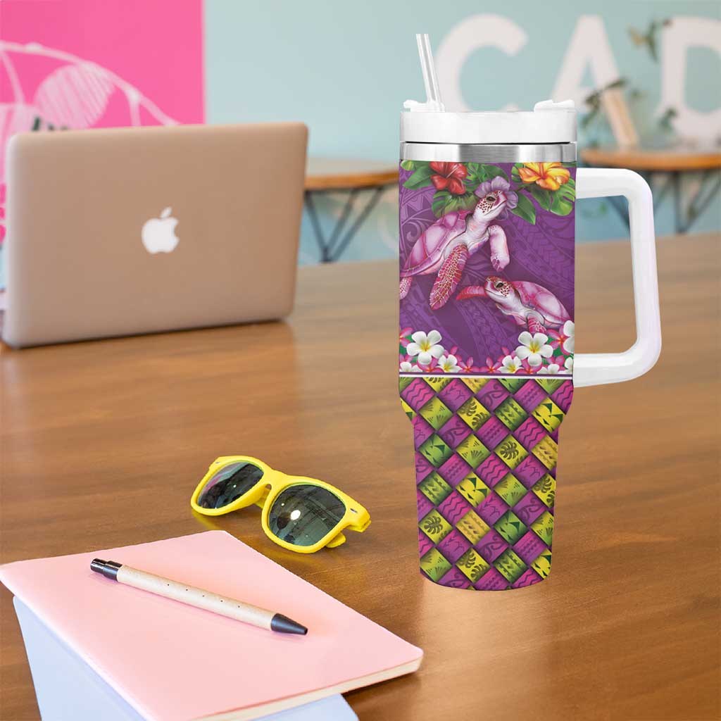 Hawaiian Lei Turtle and Plumeria Custom Stanley Cup 40 oz 30 oz Tumbler With Handle