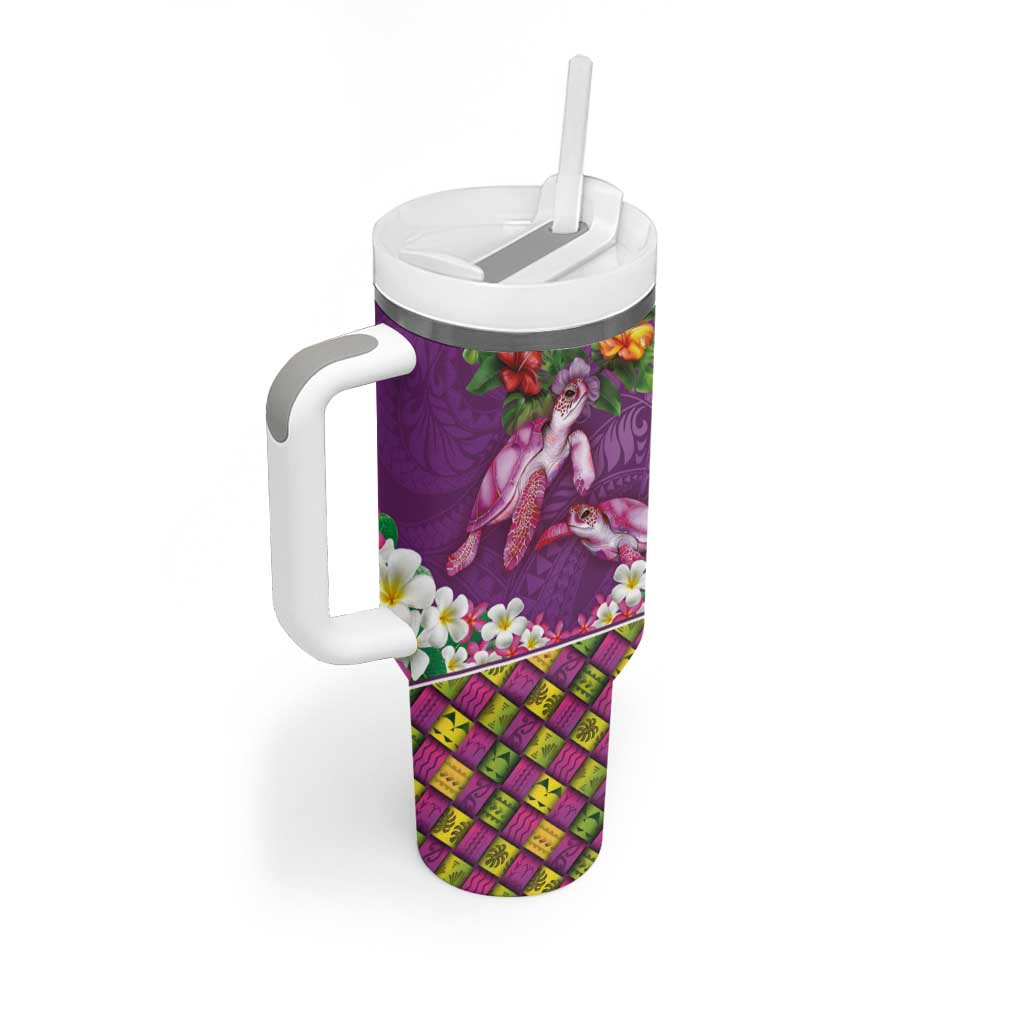Hawaiian Lei Turtle and Plumeria Custom Stanley Cup 40 oz 30 oz Tumbler With Handle