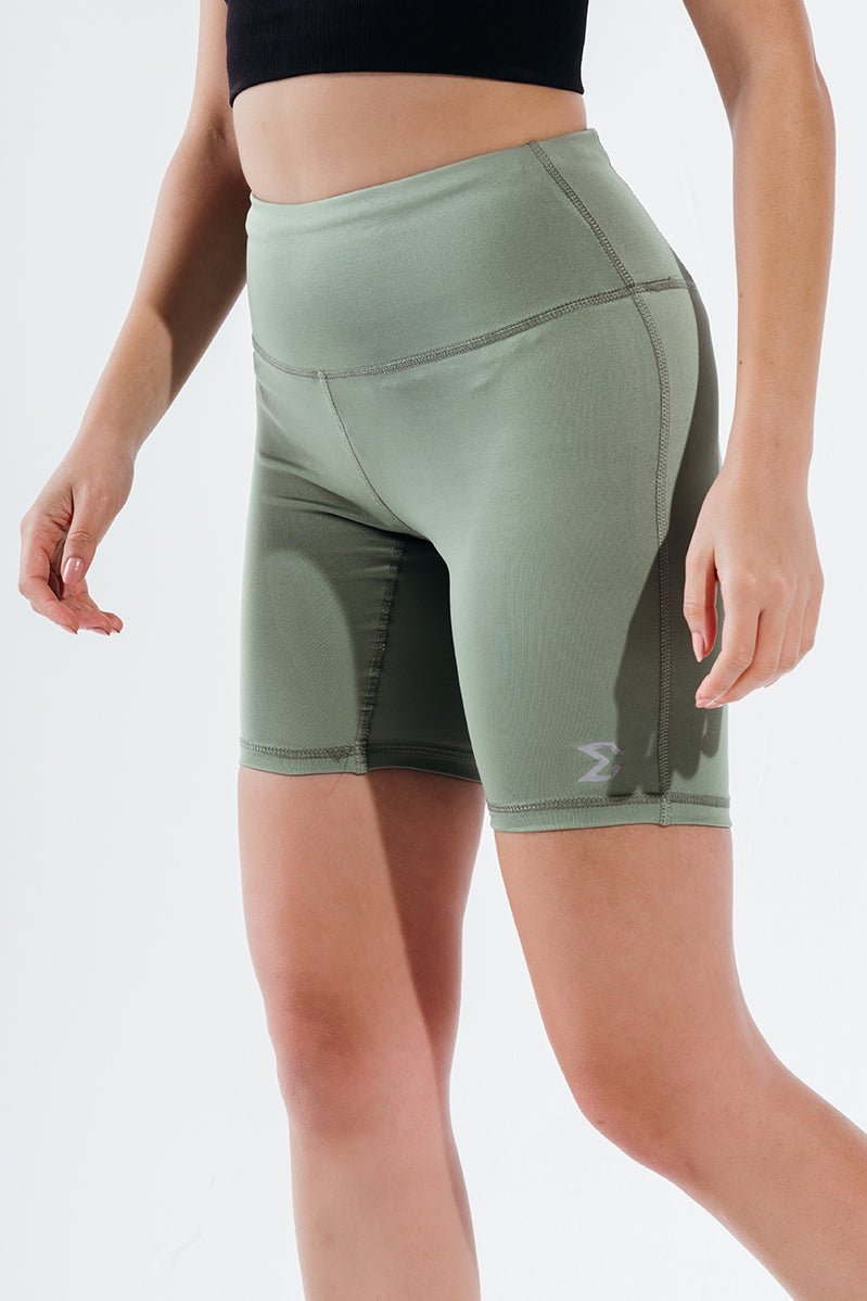 Hedge Green Sport Biker Shorts