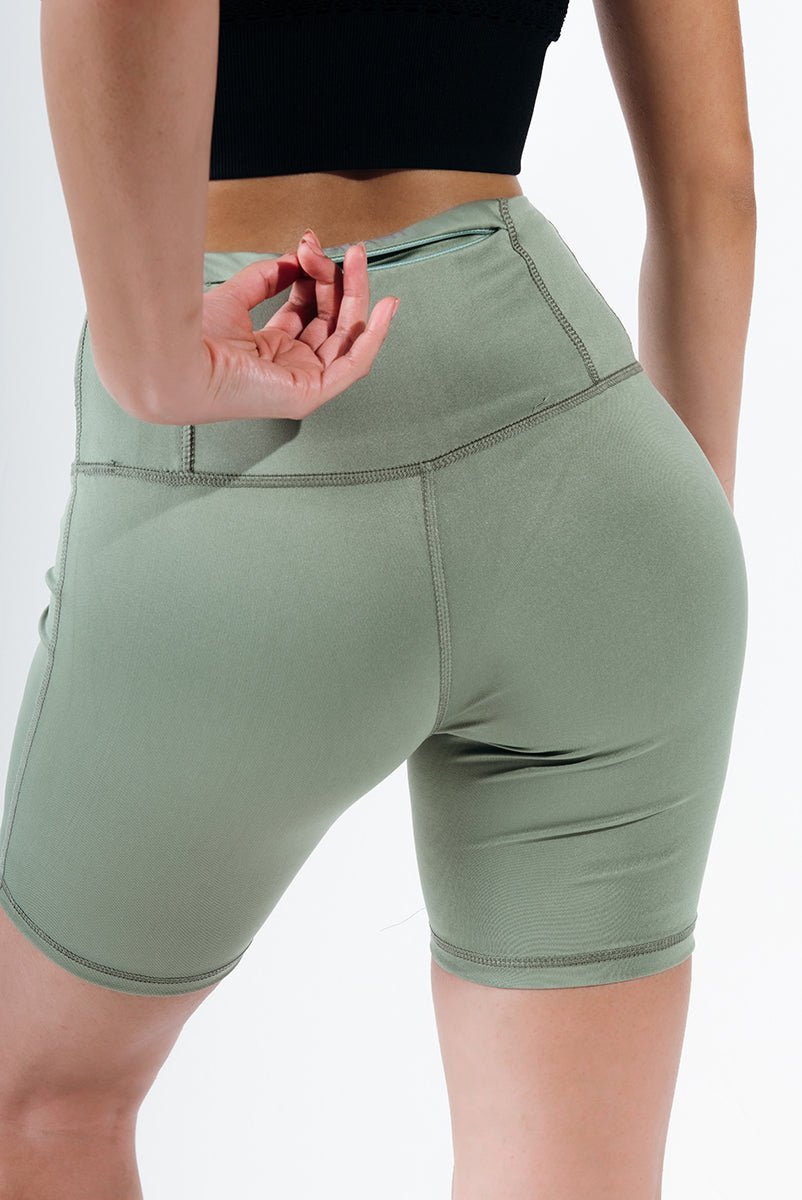 Hedge Green Sport Biker Shorts