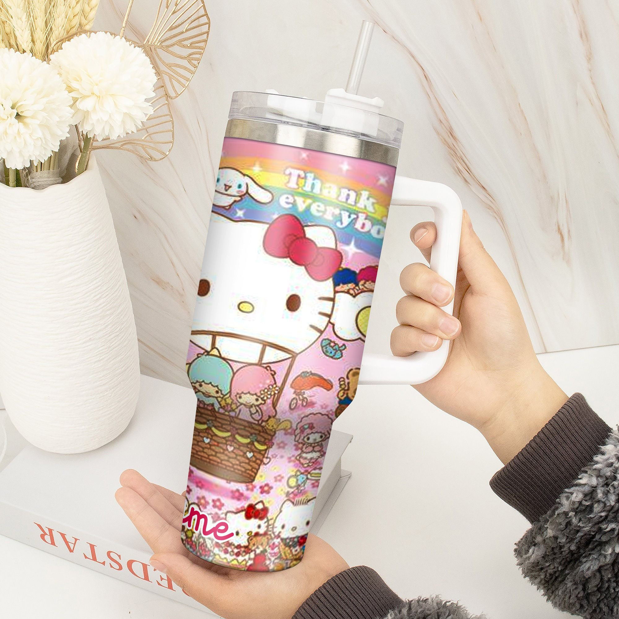 Hello Kitty Cartoon Custom Stanley Cup 40 oz 30 oz Tumbler With Handle