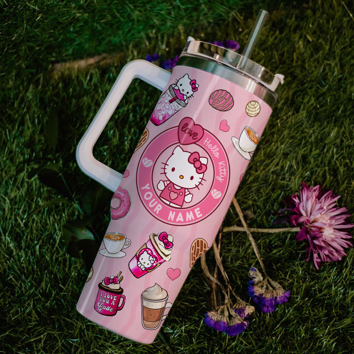 Hello Kitty Cartoon Custom Stanley Cup 40 oz 30 oz Tumbler With Handle
