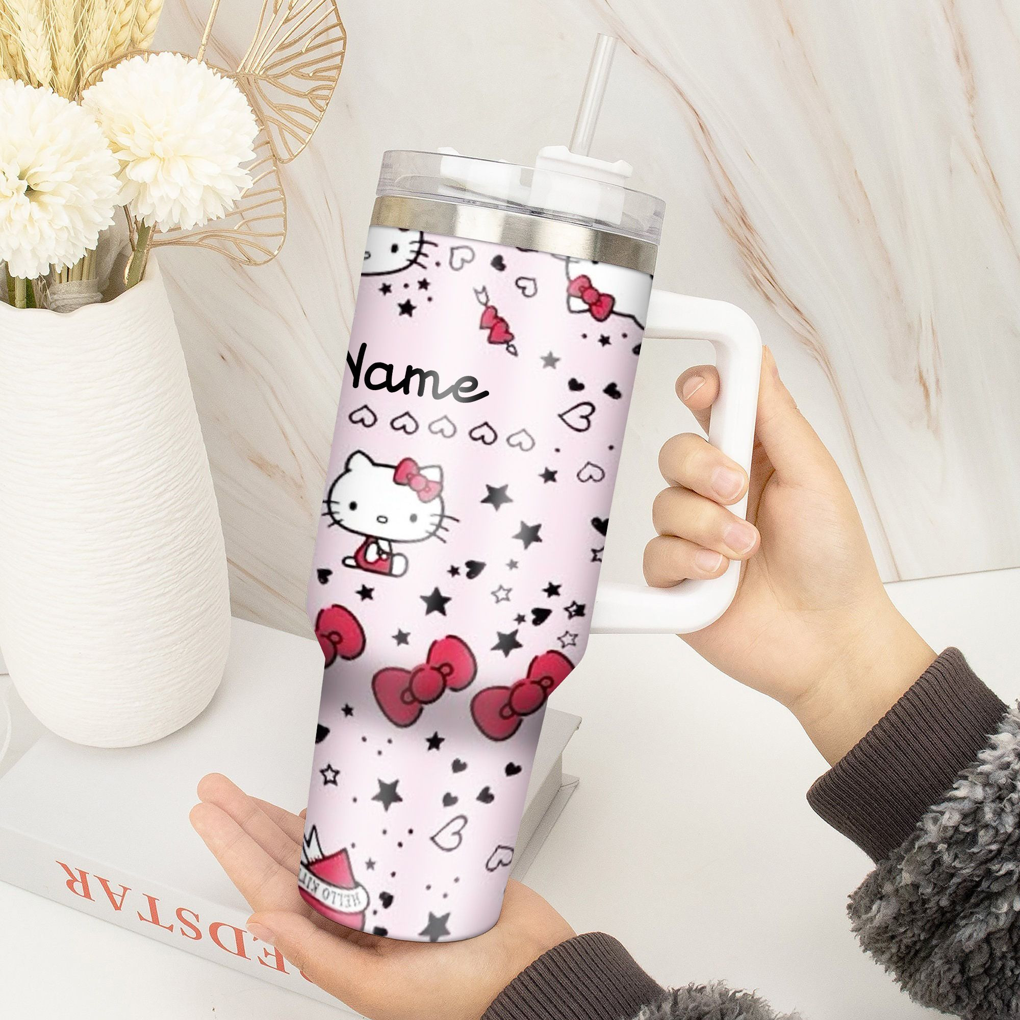Hello Kitty Cartoon Custom Stanley Cup 40 oz 30 oz Tumbler With Handle