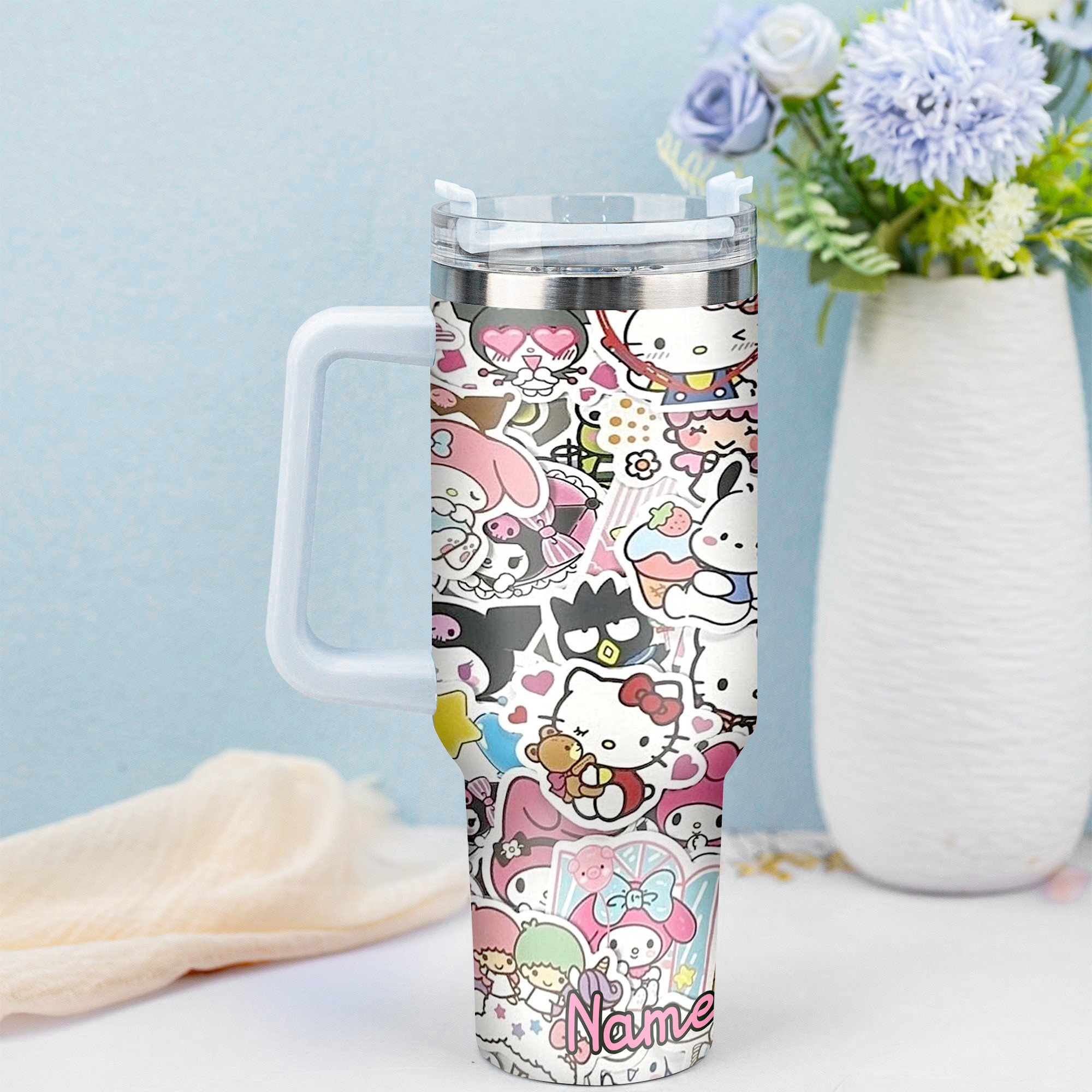 Hello Kitty Cartoon Custom Stanley Cup 40 oz 30 oz Tumbler With Handle