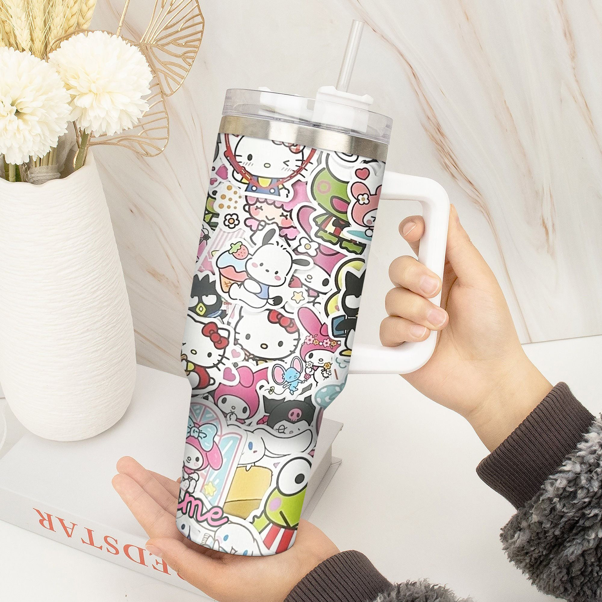 Hello Kitty Cartoon Custom Stanley Cup 40 oz 30 oz Tumbler With Handle
