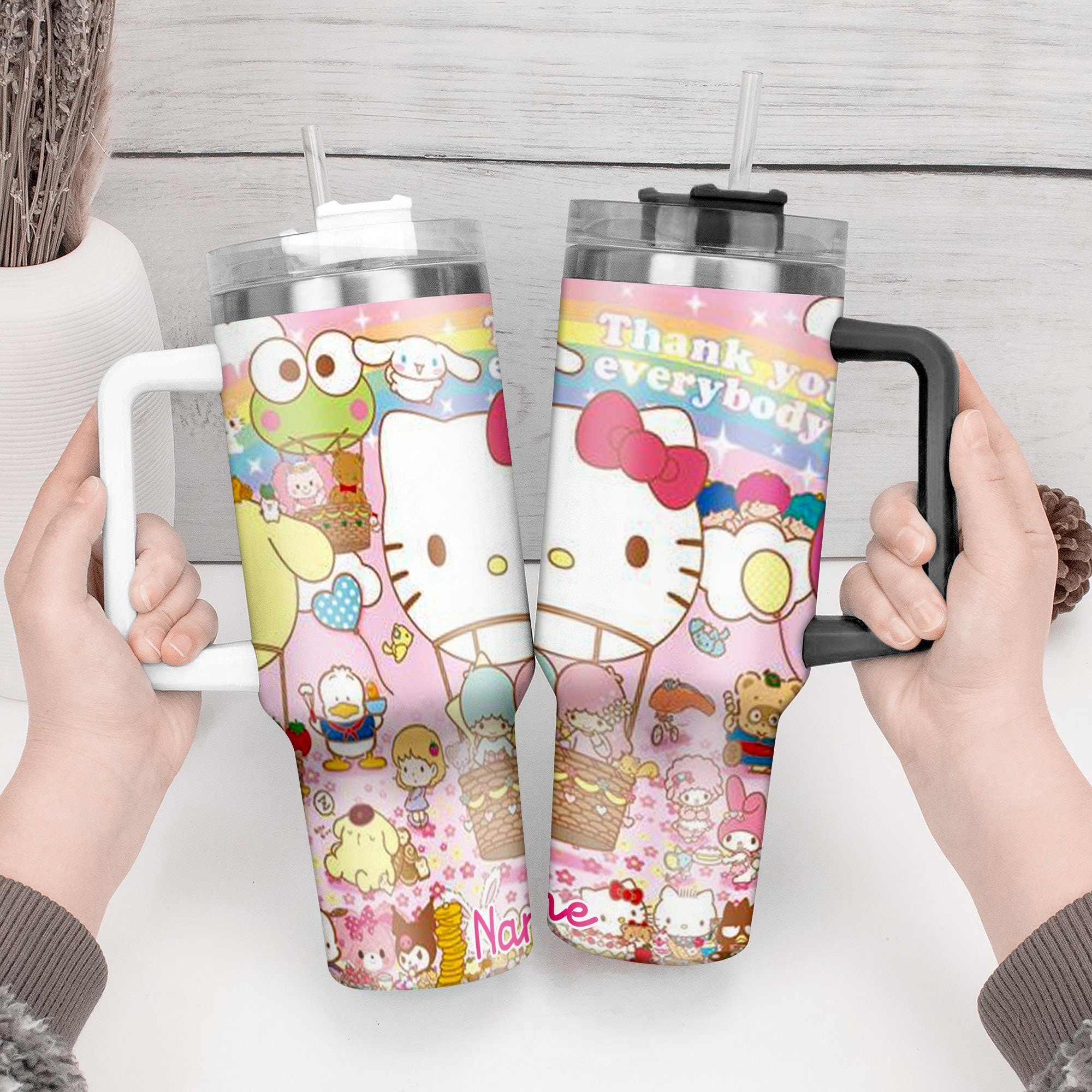 Hello Kitty Cartoon Custom Stanley Cup 40 oz 30 oz Tumbler With Handle