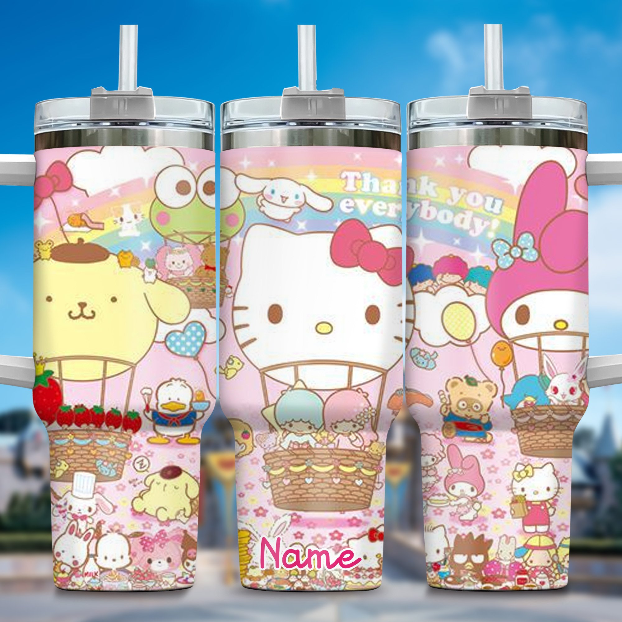 Hello Kitty Cartoon Custom Stanley Cup 40 oz 30 oz Tumbler With Handle