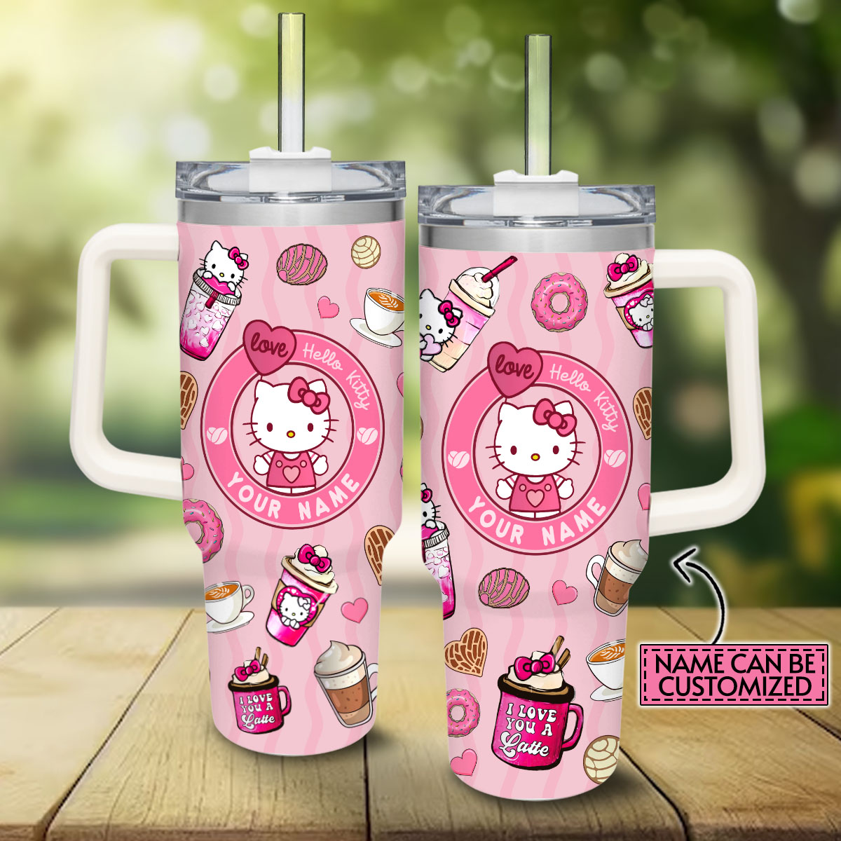 Hello Kitty Cartoon Custom Stanley Cup 40 oz 30 oz Tumbler With Handle