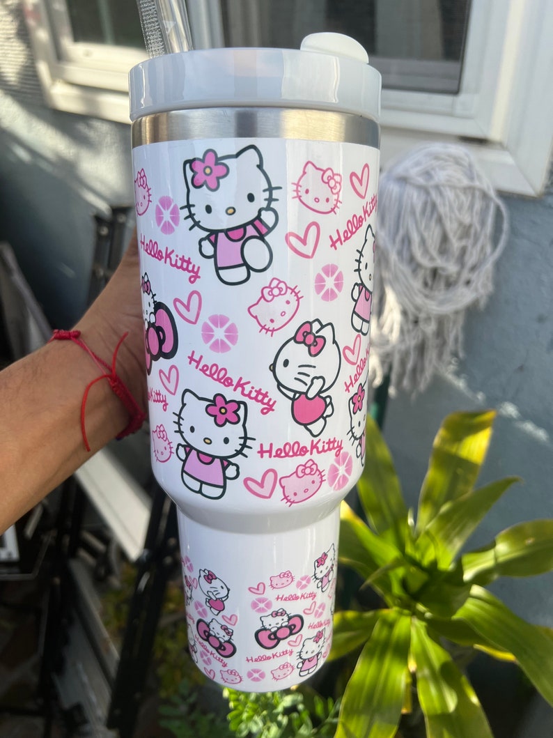 Hello Kitty Cartoon Custom Stanley Cup 40 oz 30 oz Tumbler With Handle
