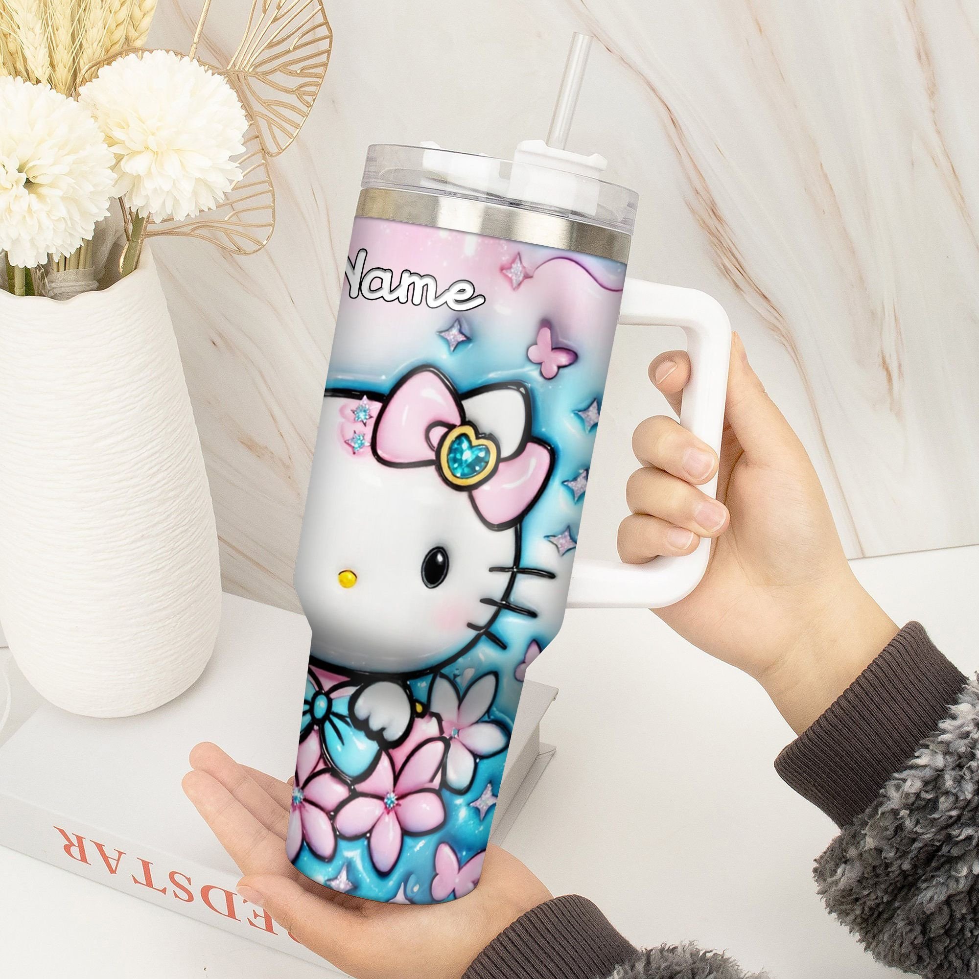 Hello Kitty Cartoon Custom Stanley Cup 40 oz 30 oz Tumbler With Handle