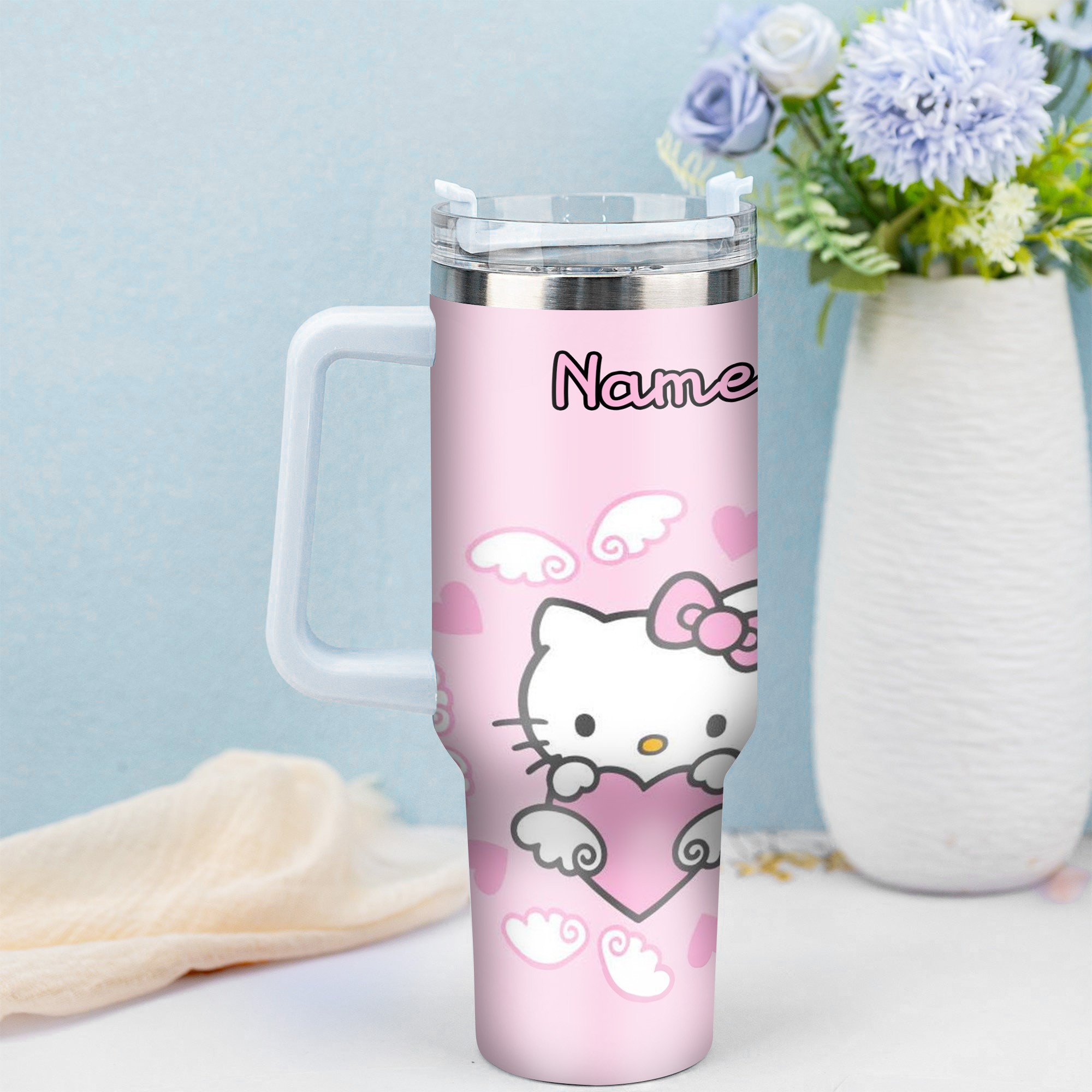 Hello Kitty Cartoon Custom Stanley Cup 40 oz 30 oz Tumbler With Handle