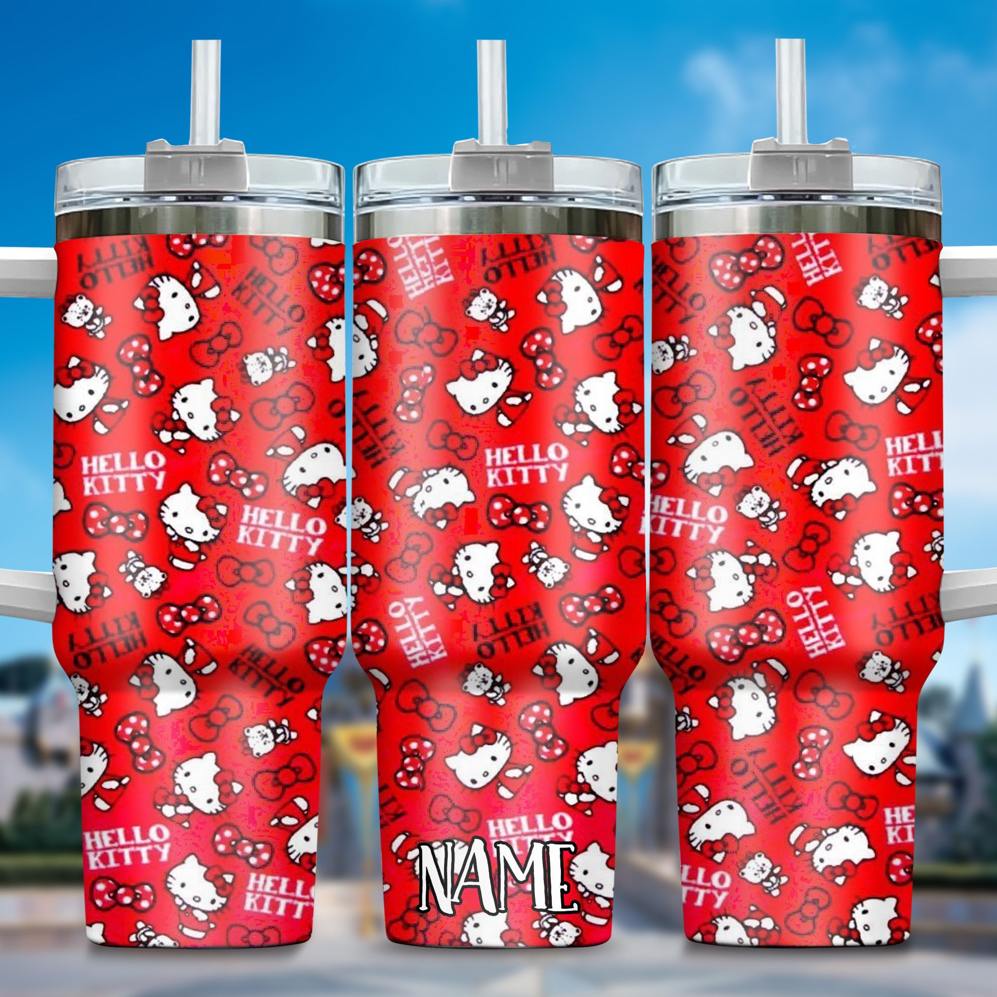 Hello Kitty Cartoon Custom Stanley Cup 40 oz 30 oz Tumbler With Handle