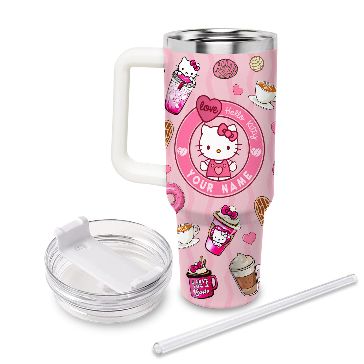 Hello Kitty Cartoon Custom Stanley Cup 40 oz 30 oz Tumbler With Handle