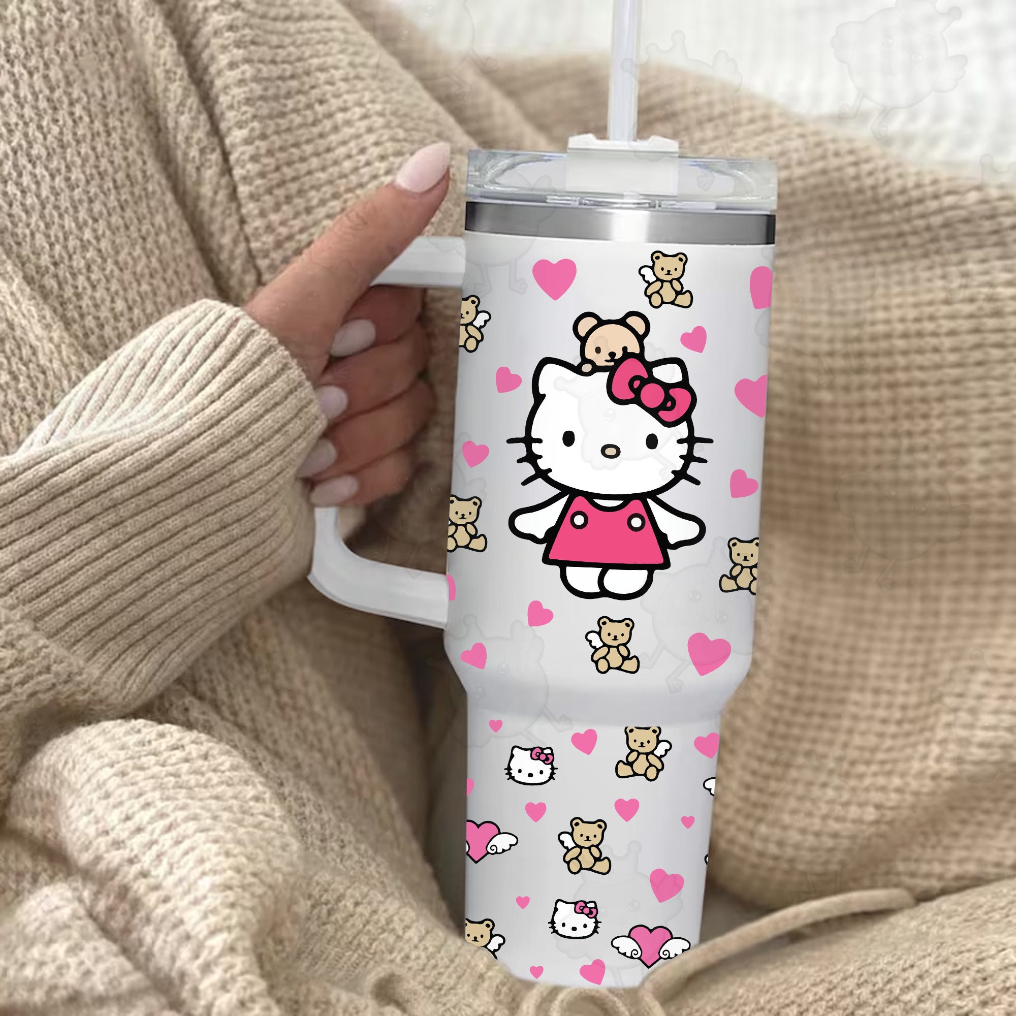 Hello Kitty Sanrio Cartoon Custom Stanley Cup 40 oz 30 oz Tumbler With Handle