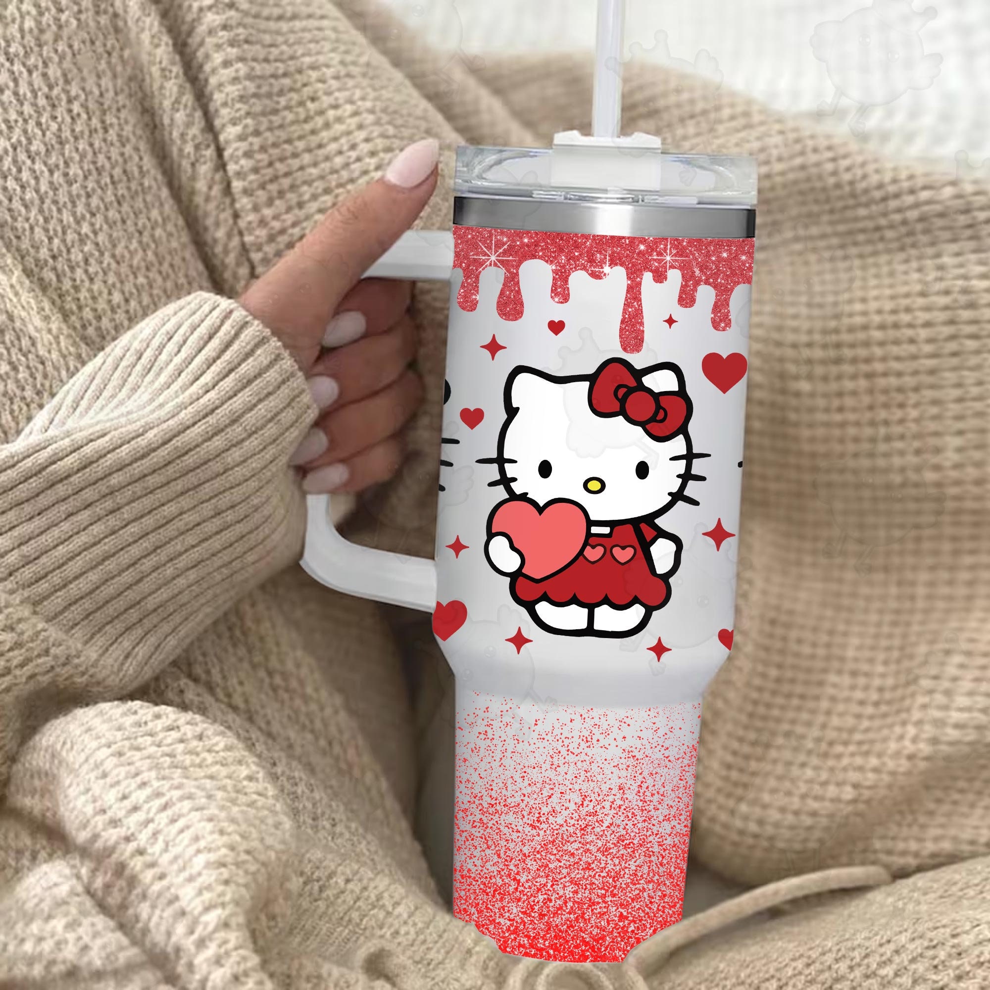 Hello Kitty Sanrio Cartoon Custom Stanley Cup 40 oz 30 oz Tumbler With Handle