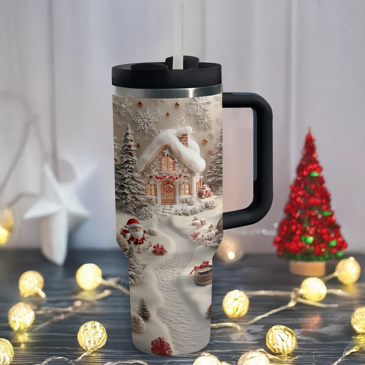Holiday Lights Christmas Custom Stanley Cup 40 oz 30 oz Tumbler With Handle