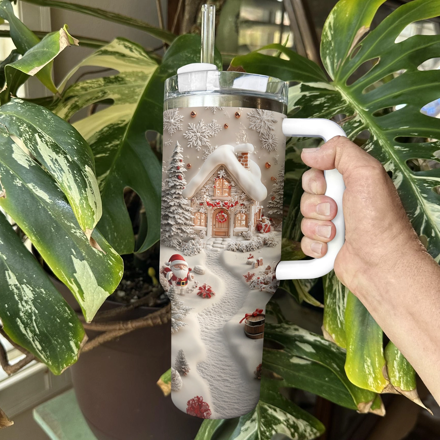 Holiday Lights Christmas Custom Stanley Cup 40 oz 30 oz Tumbler With Handle