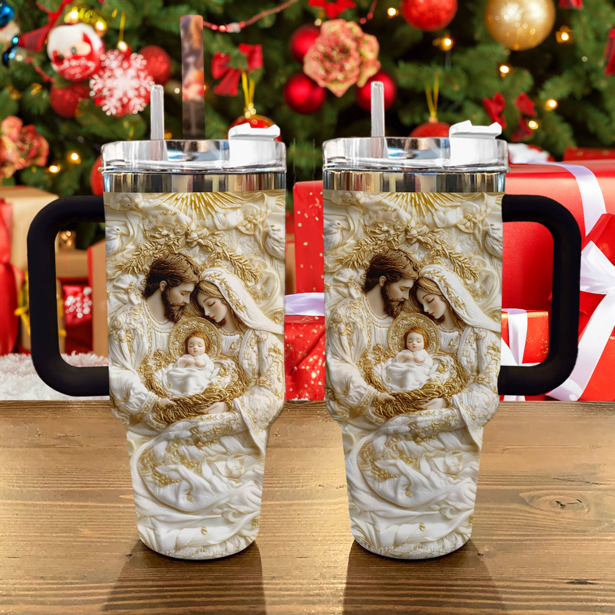 Holy Family Christmas Custom Stanley Cup 40 oz 30 oz Tumbler With Handle