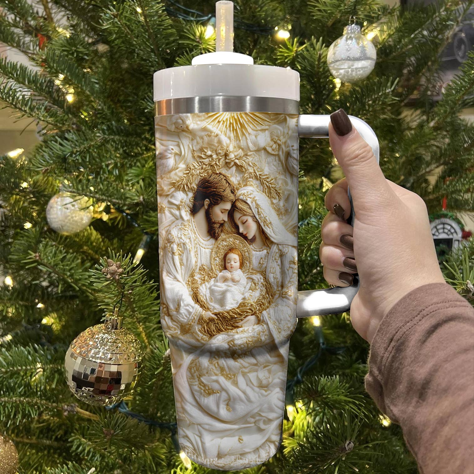 Holy Family Christmas Custom Stanley Cup 40 oz 30 oz Tumbler With Handle