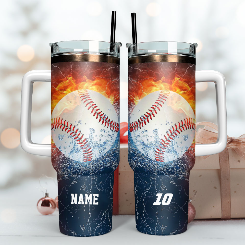 Homerun Flying Baseball Artwork Sport Custom Stanley Cup 40 oz 30 oz Tumbler With Handle