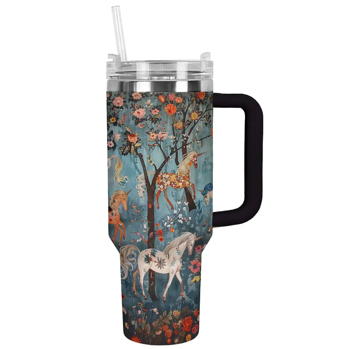 Horse In Flower World Custom Stanley Cup 40 oz 30 oz Tumbler With Handle