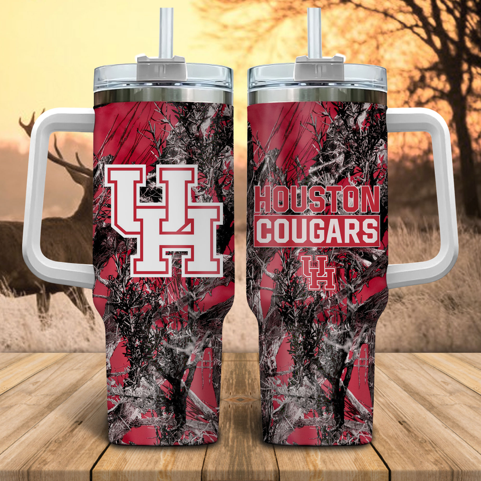 Houston Cougars NCAA Hunting Custom Stanley Cup 40 oz 30 oz Tumbler With Handle