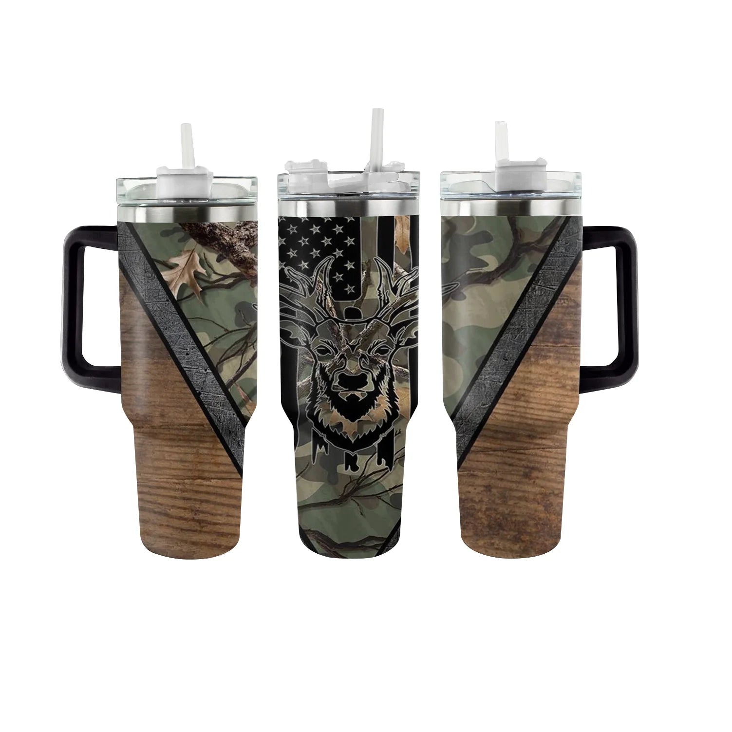 Hunting Wilderness Deer Camo Custom Stanley Cup 40 oz 30 oz Tumbler With Handle
