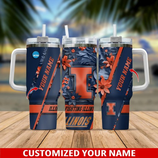 Illinois Fighting Illini NCAA Custom Stanley Cup 40 oz 30 oz Tumbler With Handle