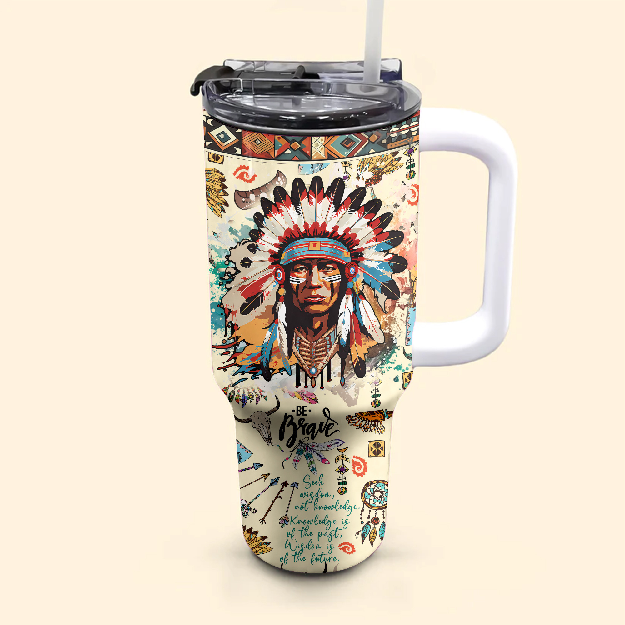 Indian Chief Custom Stanley Cup 40 oz 30 oz Tumbler With Handle